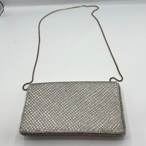 WALBORG Vintage Silver Sparkle Beaded Crossbody Purse